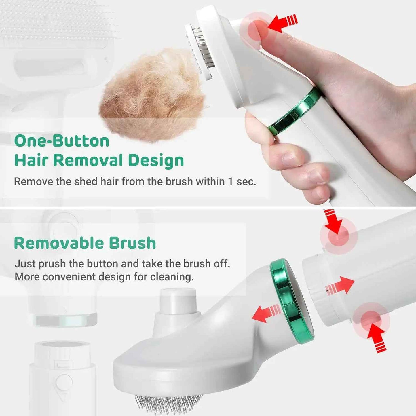 Pet Drying Brush — 3-Speed Heat Dryer & Grooming Brush for Dogs & Cats
