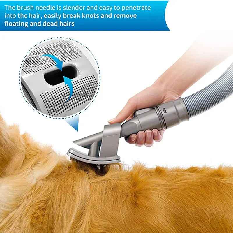 Pet Grooming Vacuum Attachment for Dyson — Groom and Vacuum Dog or Cat Hair Simultaneously