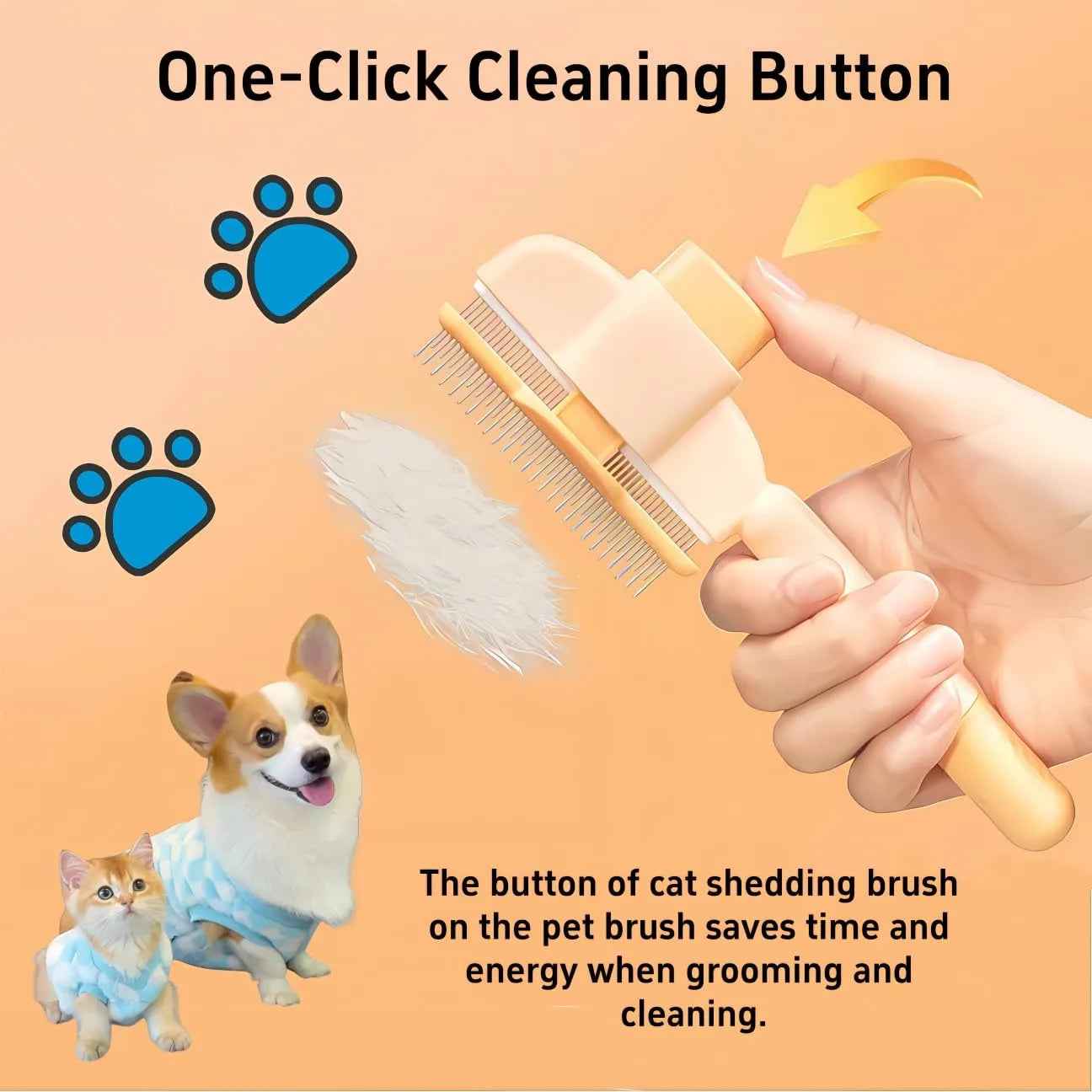 Pet Hair & Flea Comb — Self-Cleaning Dual-Style Grooming Comb for Cats & Dogs