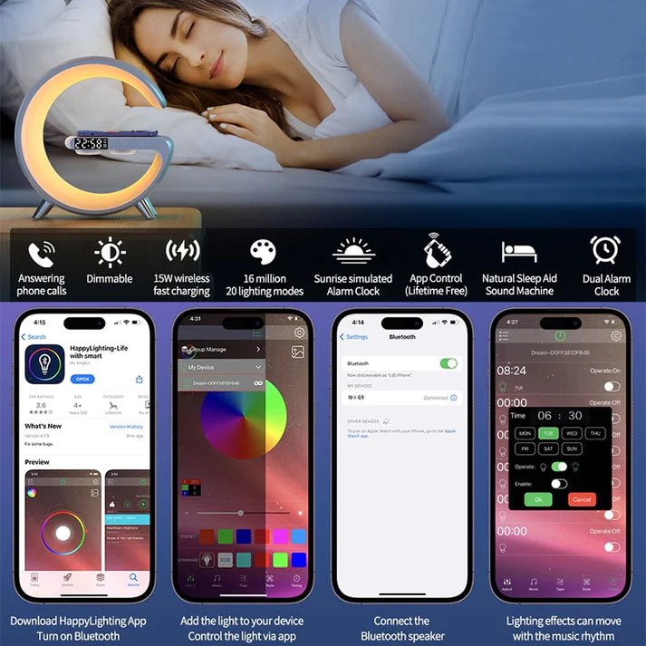 Wireless Charging Bluetooth Lamp - SBDS WORDTR-2153bluetooth lampsleep sound machinesmart bedside lamp
