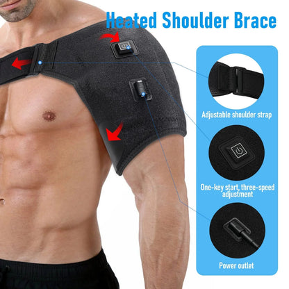 USB Heated Shoulder Brace Rotator Cuff SBDS WORD