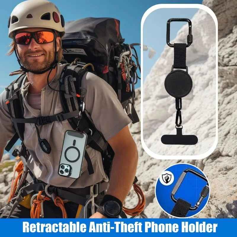 Anti-drop phone lanyard clipped to belt loop protecting phone during outdoor activities - SBDS WORD Canada