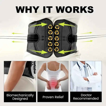 Adjustable Lumbar Support Belt — Double Pull Back Brace for Men & Women