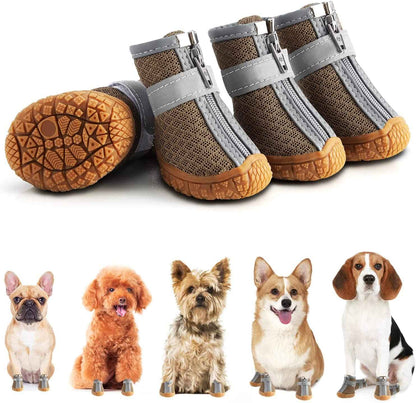 Dog Shoes for Hot Pavement — Breathable Paw Protection Boots, 4-Pack