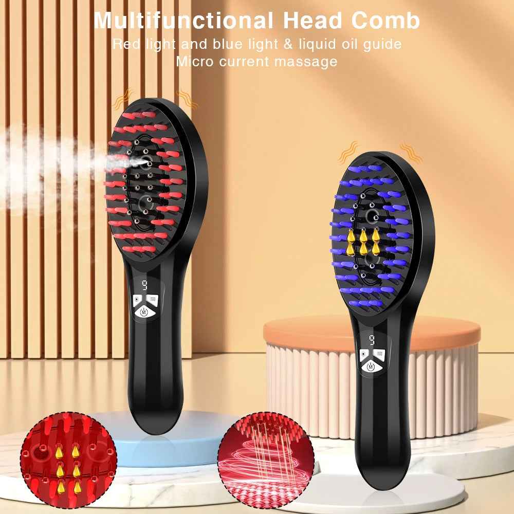 EMS Electric Spray Massage Comb — Scalp Stimulation with Mist Spray for Thicker Healthier Hair