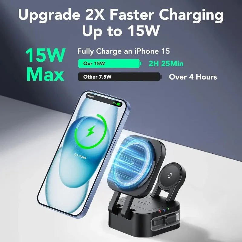 Magnetic 3 in 1 Wireless Charger Station With Extension Cords - SBDS WORDTR-101363 - in - 1 chargerApple accessoriesiPhone charger