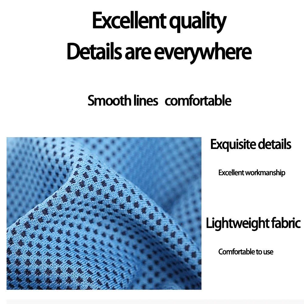 Sports cooling towel in 7 colours showing fast activation by wetting wringing and snapping - SBDS WORD Canada