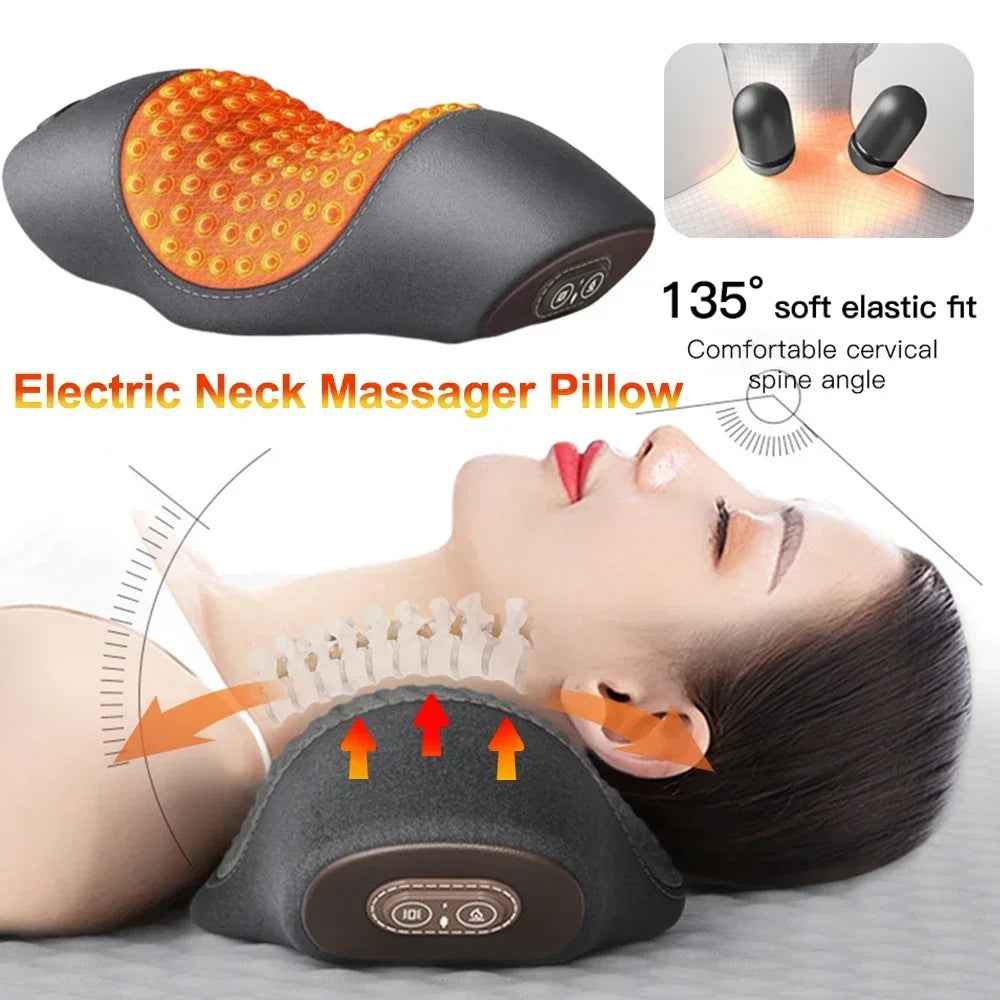 Electric Neck Massage Pillow — Heating & Vibration for Neck Pain Relief