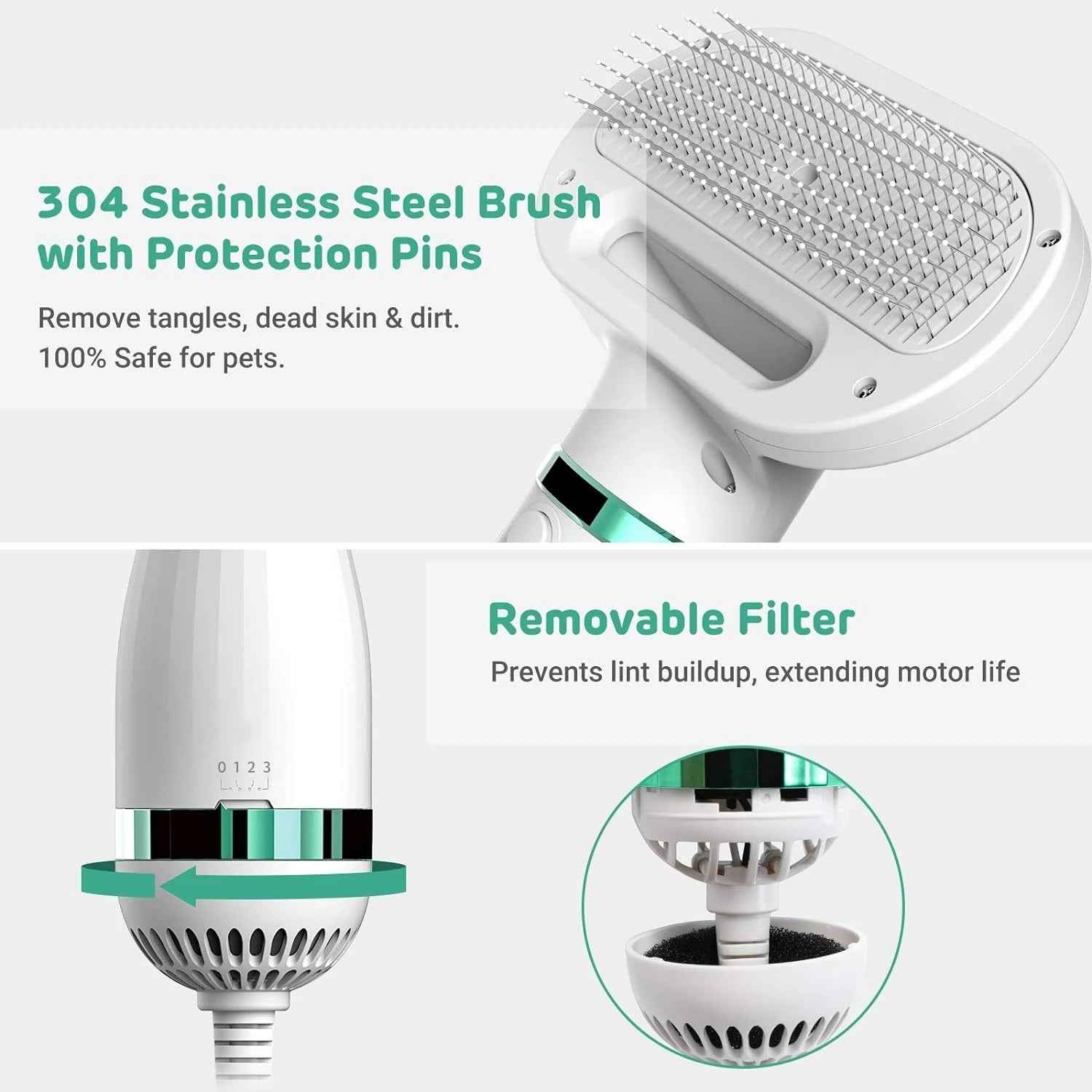 Pet Drying Brush — 3-Speed Heat Dryer & Grooming Brush for Dogs & Cats