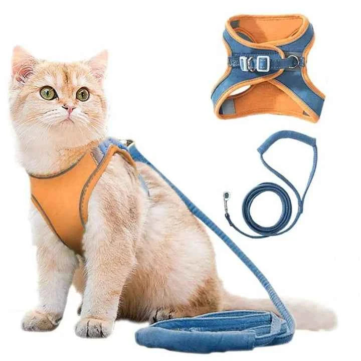 Cat Vest Harness and Leash Set — Escape-Proof Adjustable Harness for Safe Cat Walks Outdoors