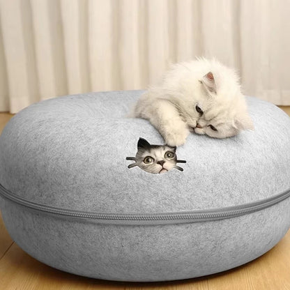 Felt Donut Cat Tunnel Bed - SBDS WORDTR-9946cat bedcat hideoutcat tunnel