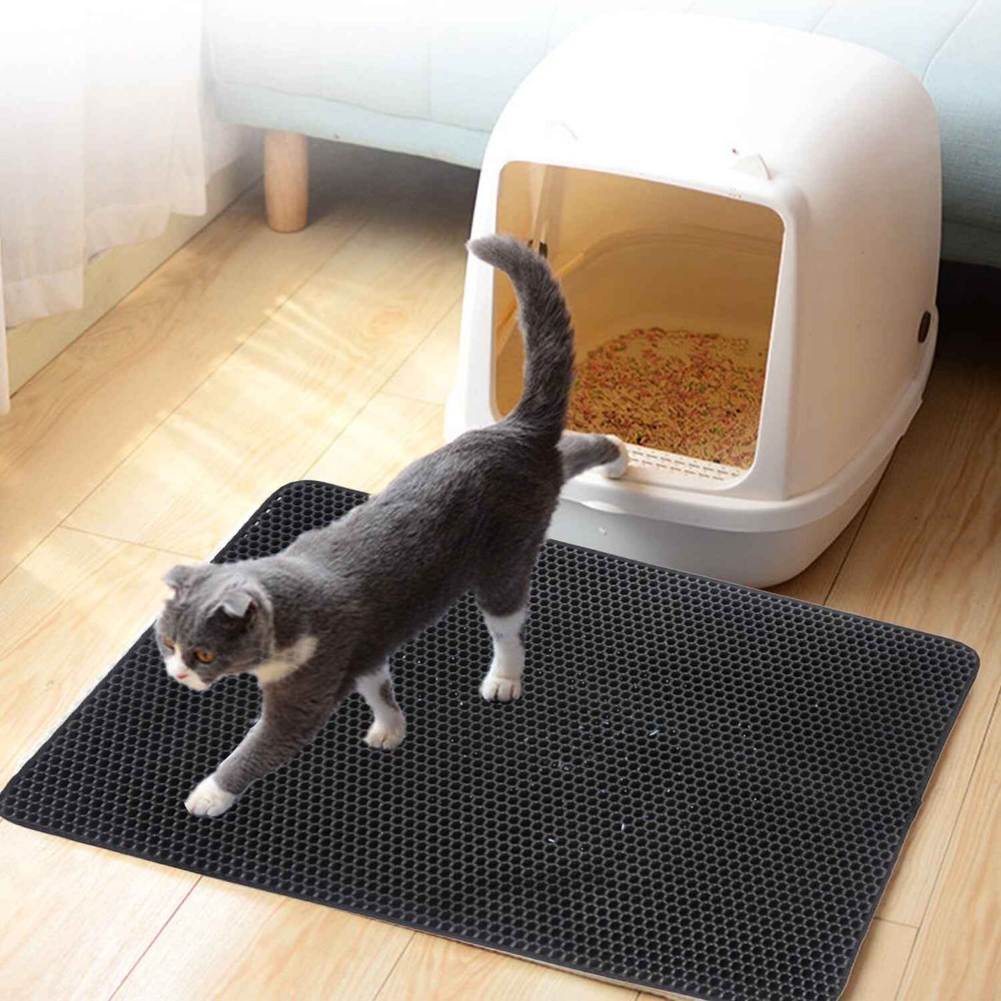 Cat Litter Mat — Double Layer Honeycomb Trapping Mat, Urine Proof