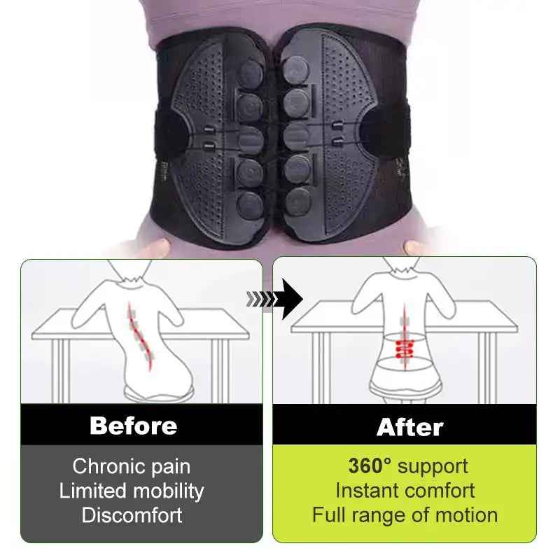 Adjustable Lumbar Support Belt — Double Pull Back Brace for Men & Women