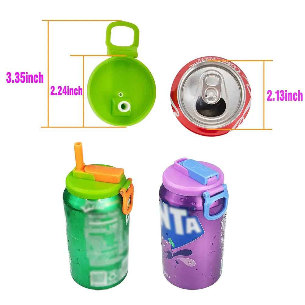 Soda Can Lid Cover with Built-In Straw — Keeps Cans Fresh, Spill-Free and Insect-Free Outdoors