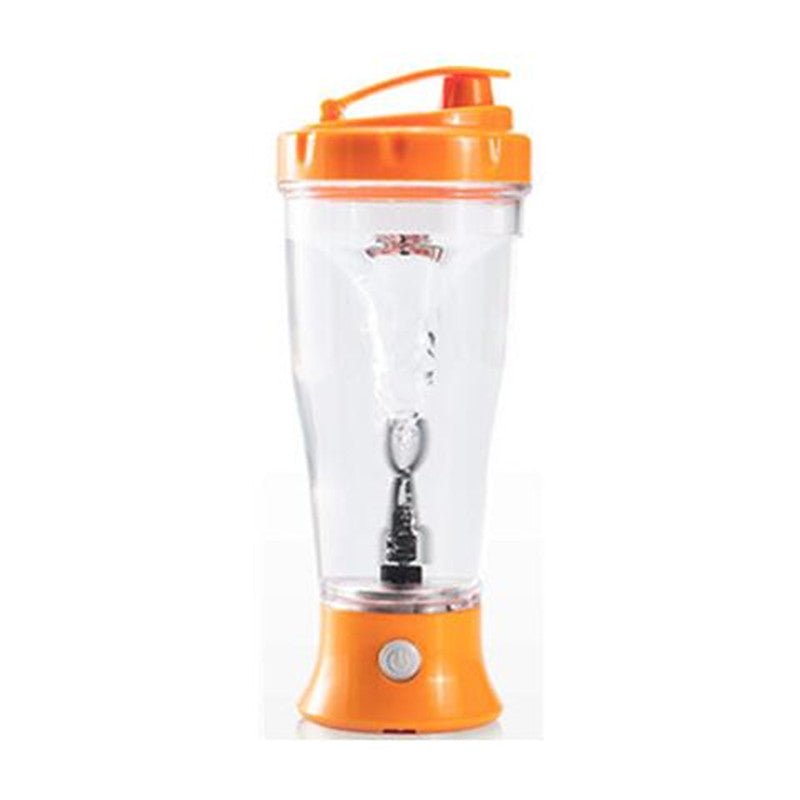 Electric protein shaker in orange colour making lump-free pre-workout shake for gym - SBDS WORD Canada