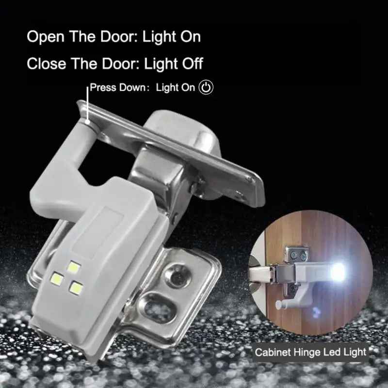Cool white LED hinge light installed on kitchen cabinet showing bright clear illumination - SBDS WORD Canada