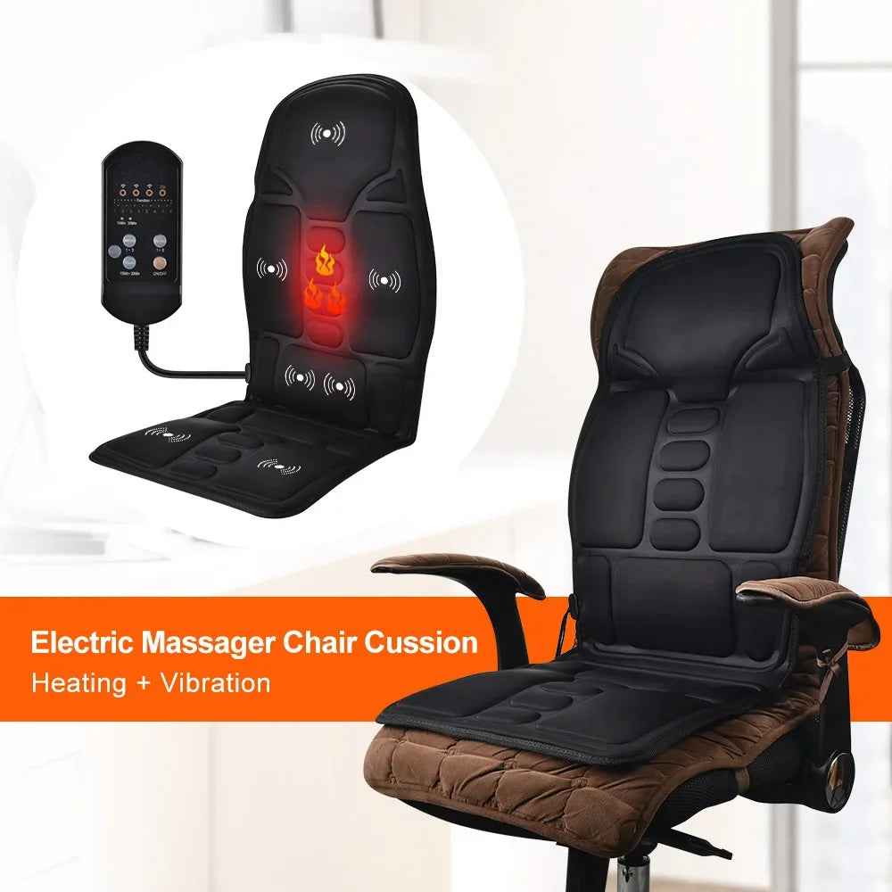 Vibrating Massage Chair Pad — 7 Motors, Full Body Heat Therapy for Car & Home