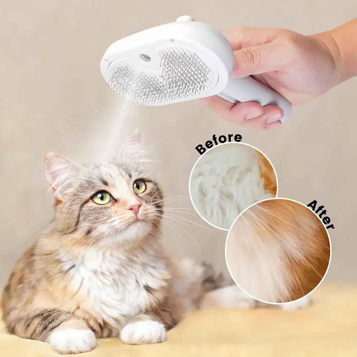 Pet Steam Grooming Comb — 3-in-1 Mist Brush for Hair Removal & Detangling