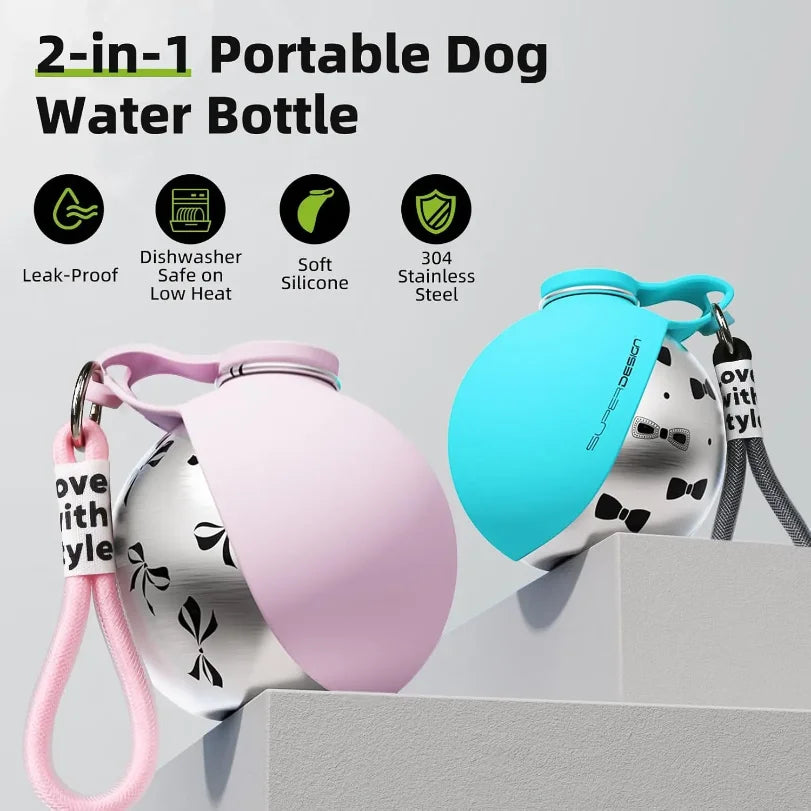 Portable Dog Water Bottle with Bowl - SBDS WORD