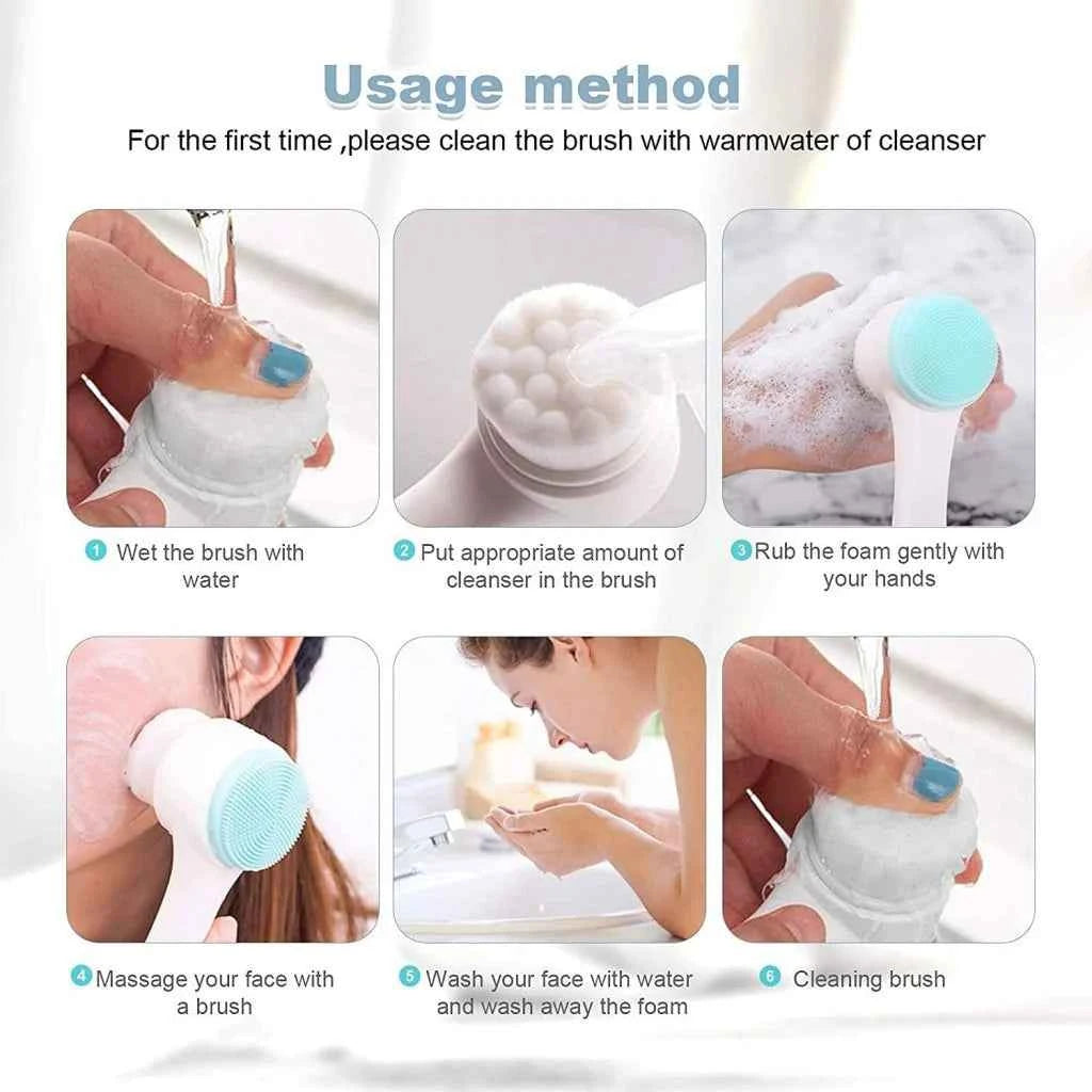 2-in-1 Double-Sided Silicone Face Brush — Deep Cleansing & Exfoliating Scrubber