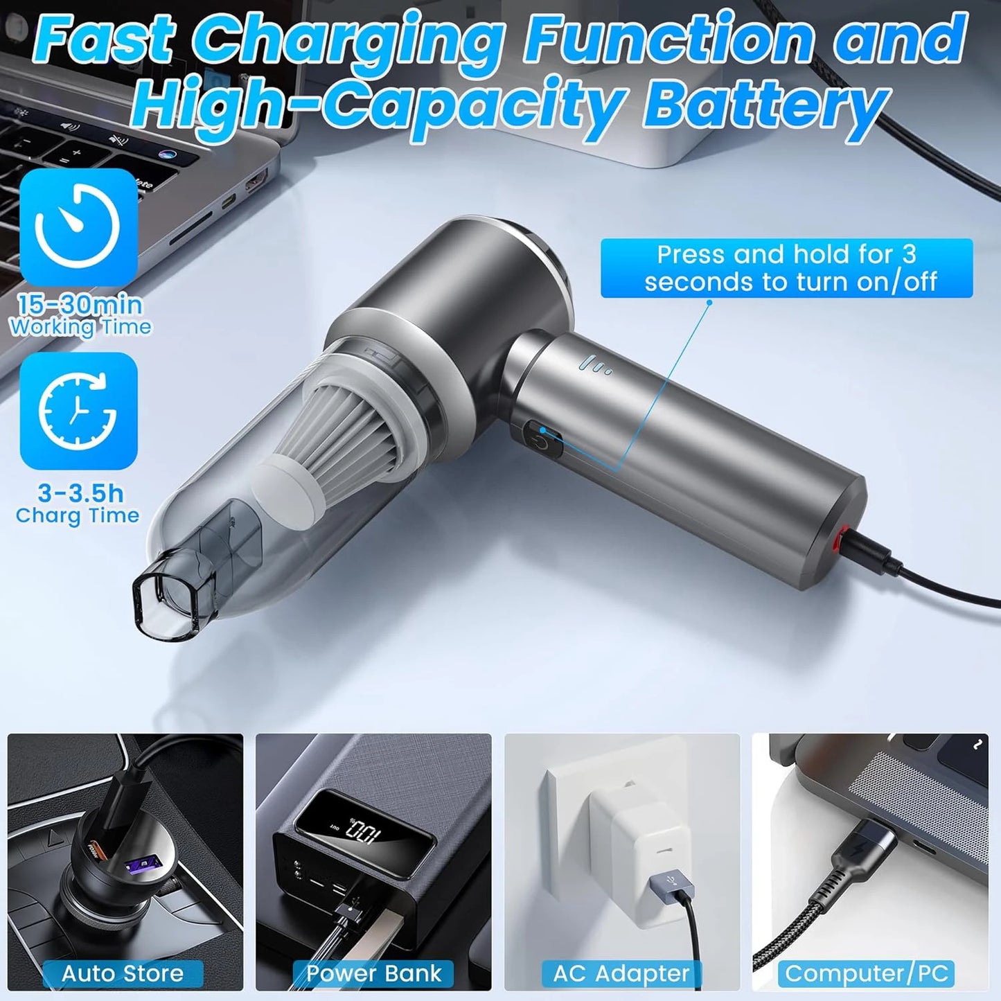 4-in-1 handheld vacuum removing dog hair from car upholstery lightweight and powerful - SBDS WORD Canada