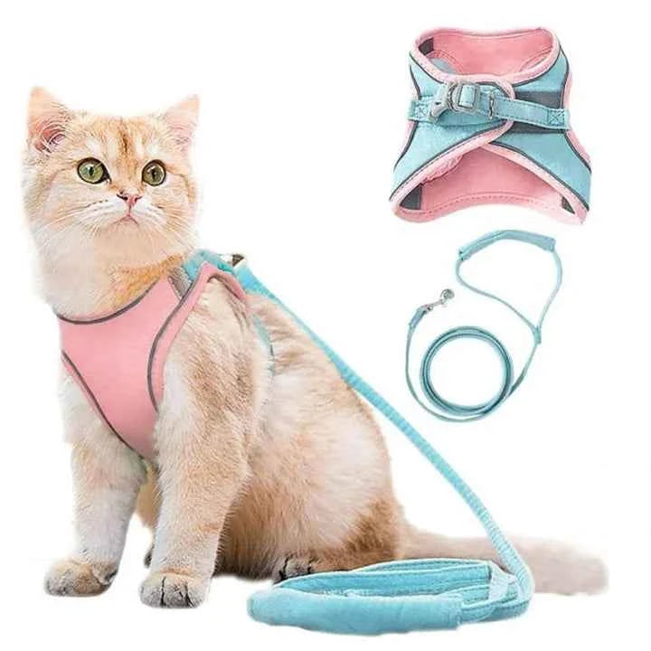 Cat Vest Harness and Leash Set — Escape-Proof Adjustable Harness for Safe Cat Walks Outdoors