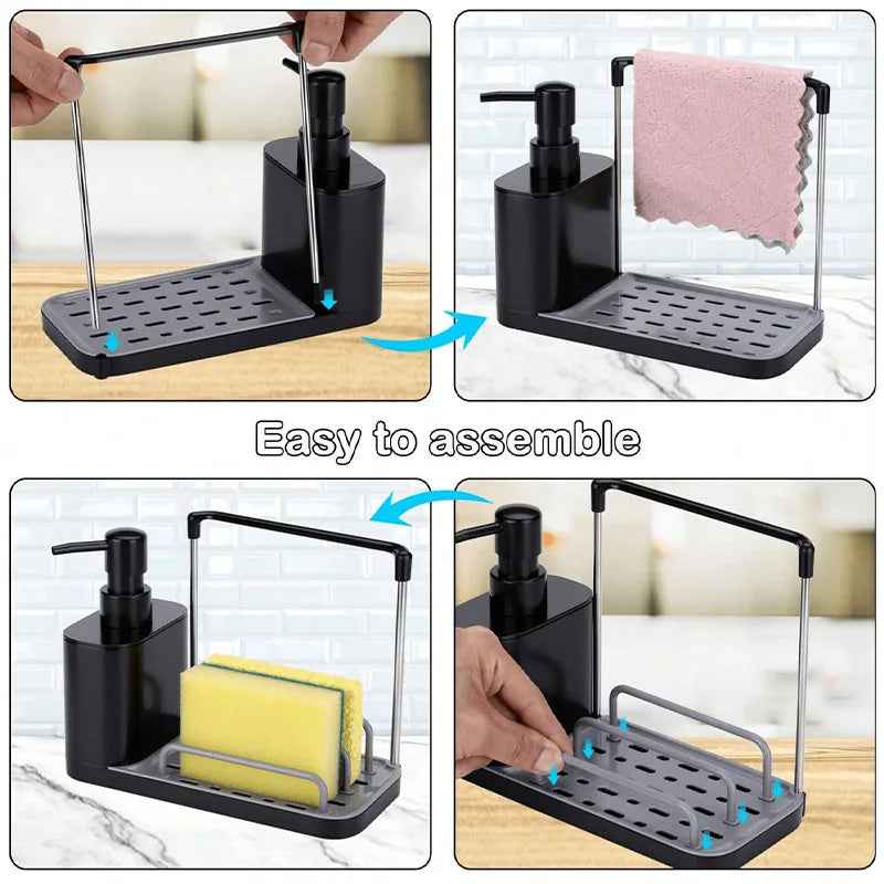 5-in-1 Soap Dispenser Organizer Set — Wall-Mount Pump for Hand Soap Shampoo and Lotion