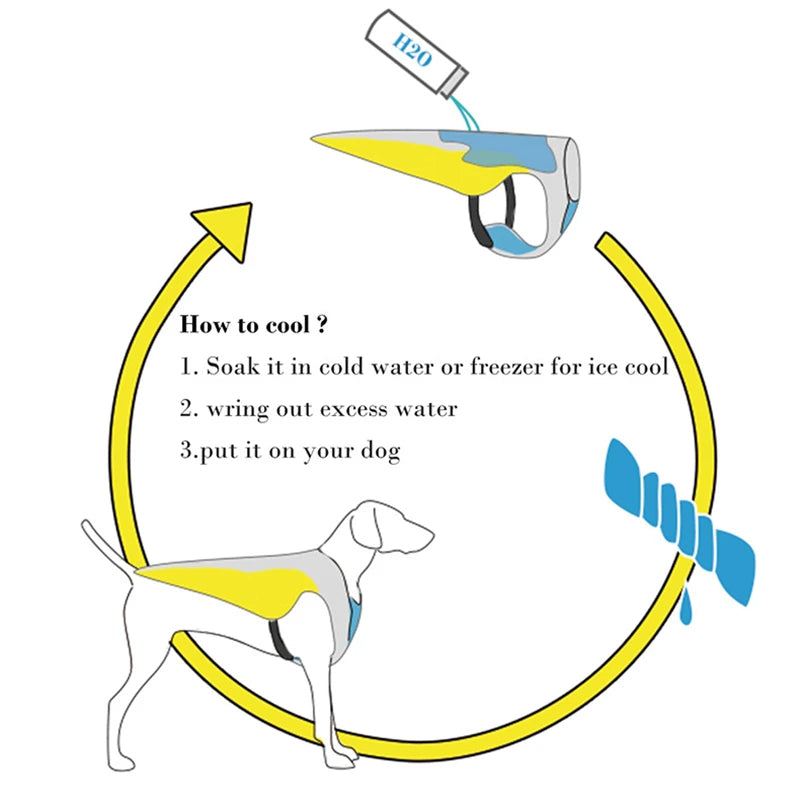 Summer Dog Cooling Vest — Evaporative Cooling Coat for Hot Weather Walks SBDS WORD