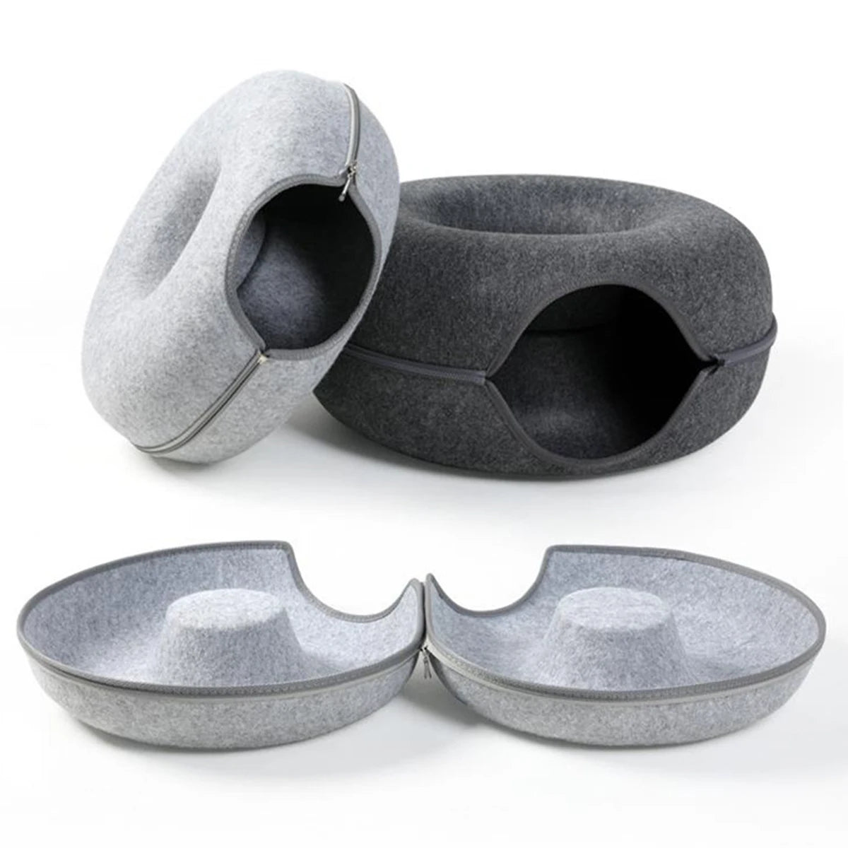 Felt Donut Cat Tunnel Bed - SBDS WORDTR-9946cat bedcat hideoutcat tunnel