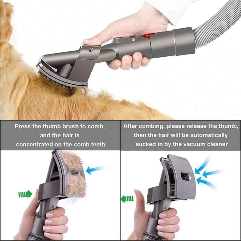Pet Grooming Vacuum Attachment for Dyson — Groom and Vacuum Dog or Cat Hair Simultaneously