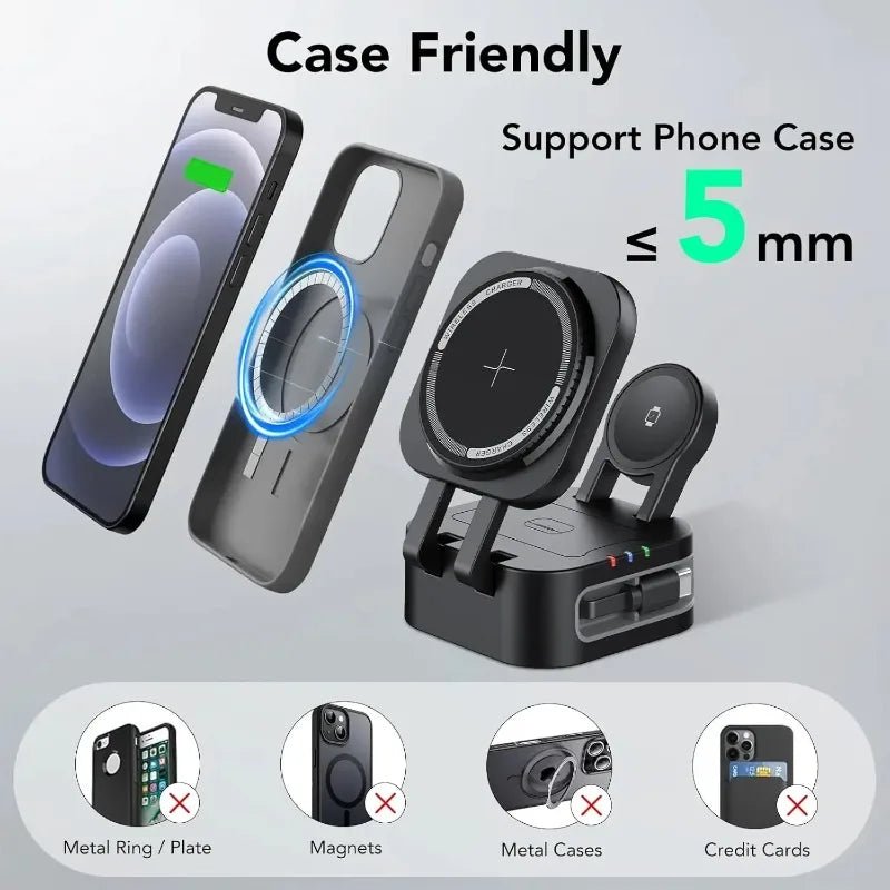 Magnetic 3 in 1 Wireless Charger Station With Extension Cords - SBDS WORDTR-101363 - in - 1 chargerApple accessoriesiPhone charger
