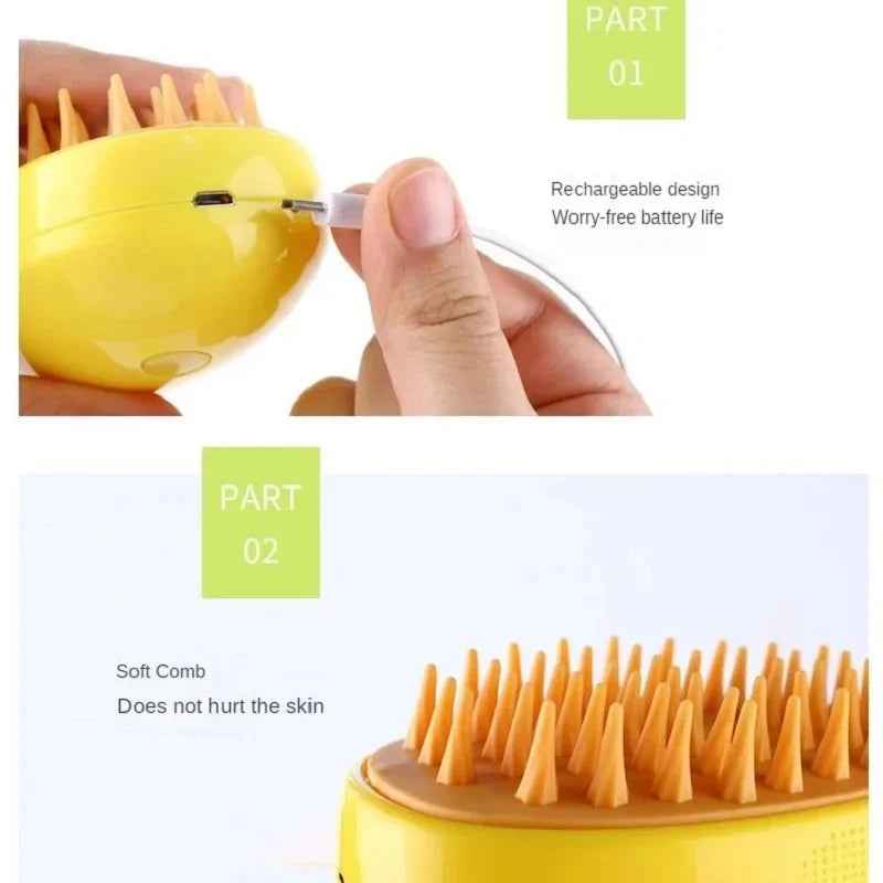 Steamy Brush for Cats — 3-in-1 Steam Grooming Tool for Shedding & Tangles