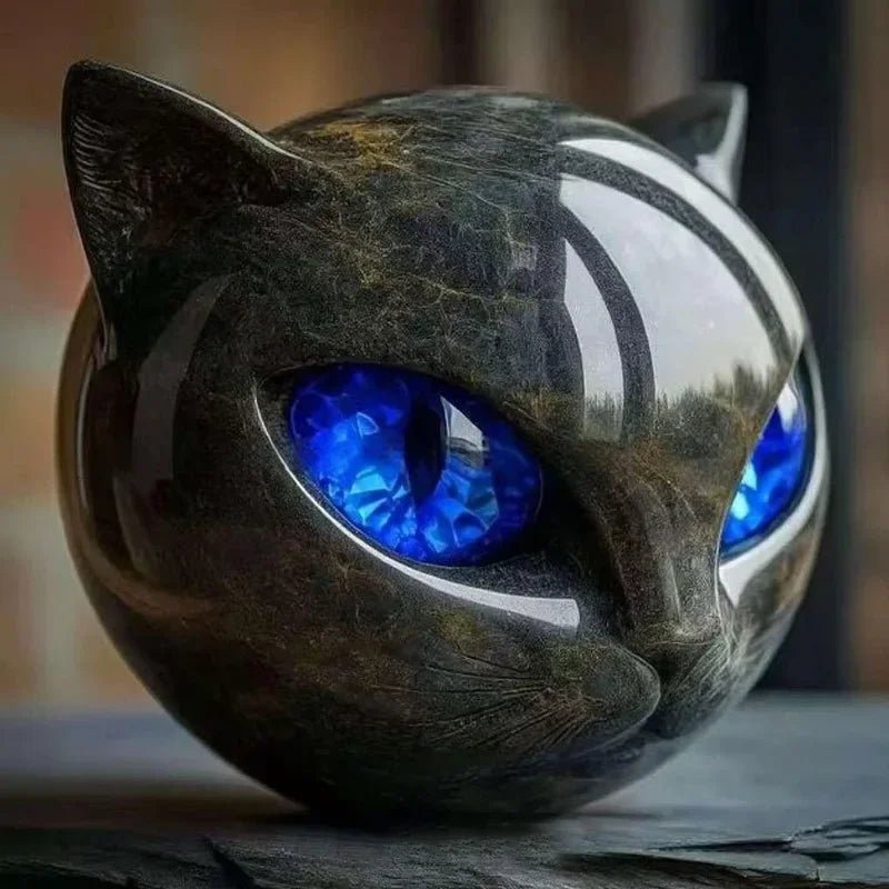 Decorative Black Cat Stone Figurine - SBDS WORDTR-9760black cat figurinecat sculpturehome decor