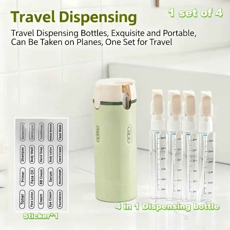 4 - in - 1 Travel Dispenser Bottle - SBDS WORDTR-10527shampoo bottletoiletry dispensertravel accessories