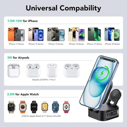 Magnetic 3 in 1 Wireless Charger Station With Extension Cords - SBDS WORDTR-101363 - in - 1 chargerApple accessoriesiPhone charger