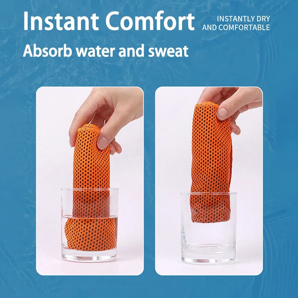 Microfiber sports cooling towel in blue showing soft texture and quick-dry technology - SBDS WORD Canada