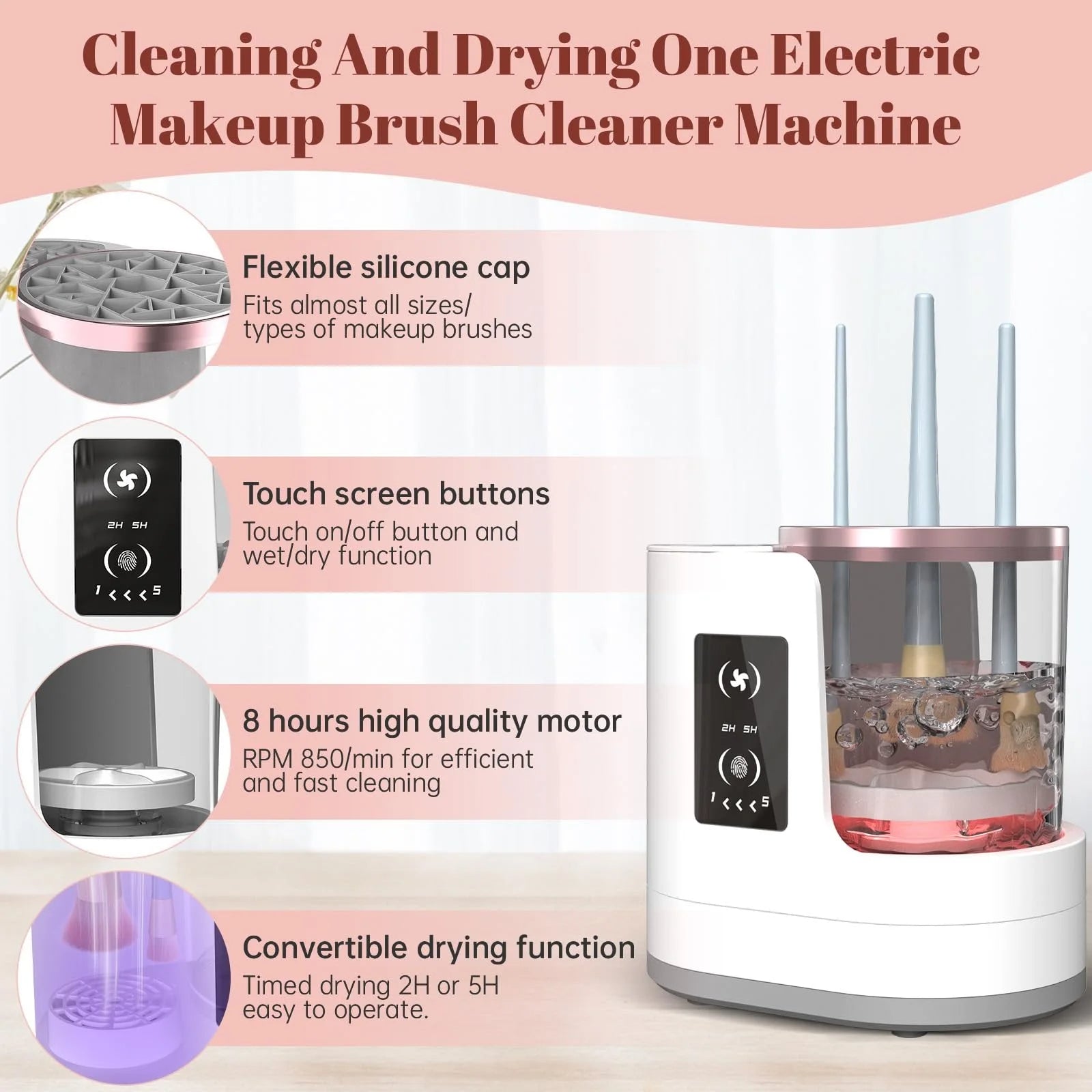 3 in 1 Electric Makeup Brush Cleaner - SBDS WORDTR-7865beauty toolbrush cleaning machinebrush dryer