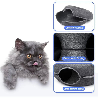 Felt Donut Cat Tunnel Bed - SBDS WORDTR-9946cat bedcat hideoutcat tunnel