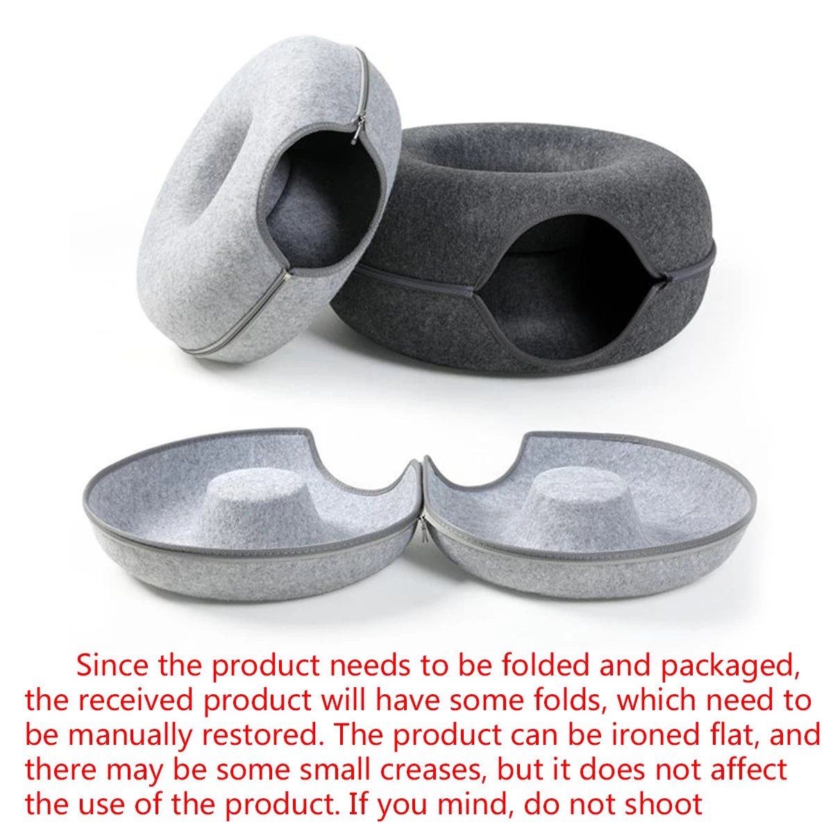 Felt Donut Cat Tunnel Bed - SBDS WORDTR-9946cat bedcat hideoutcat tunnel