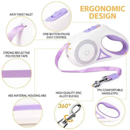 Automatic Retractable Luminous Dog Walking Rope - SBDS WORDTR-6432dog leash with flashlightilluminated dog leashLED dog leash