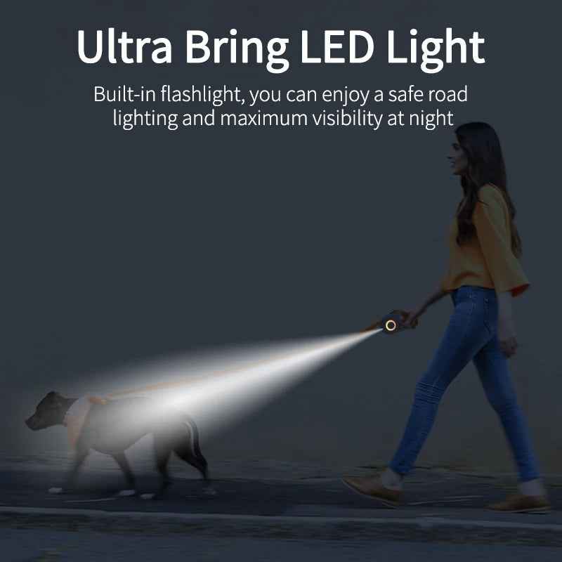 Automatic Retractable Luminous Dog Walking Rope - SBDS WORDTR-6432dog leash with flashlightilluminated dog leashLED dog leash