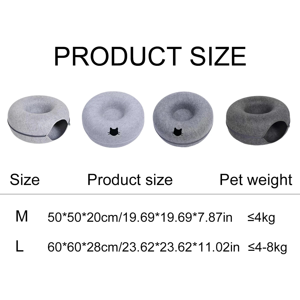 Felt Donut Cat Tunnel Bed - SBDS WORDTR-9946cat bedcat hideoutcat tunnel