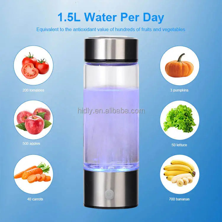 2024 Portable Stainless Steel Cold Hydrogen-Rich Alkaline Water Bottle USB Electric Generator Red Cup Desktop Car RV Battery
