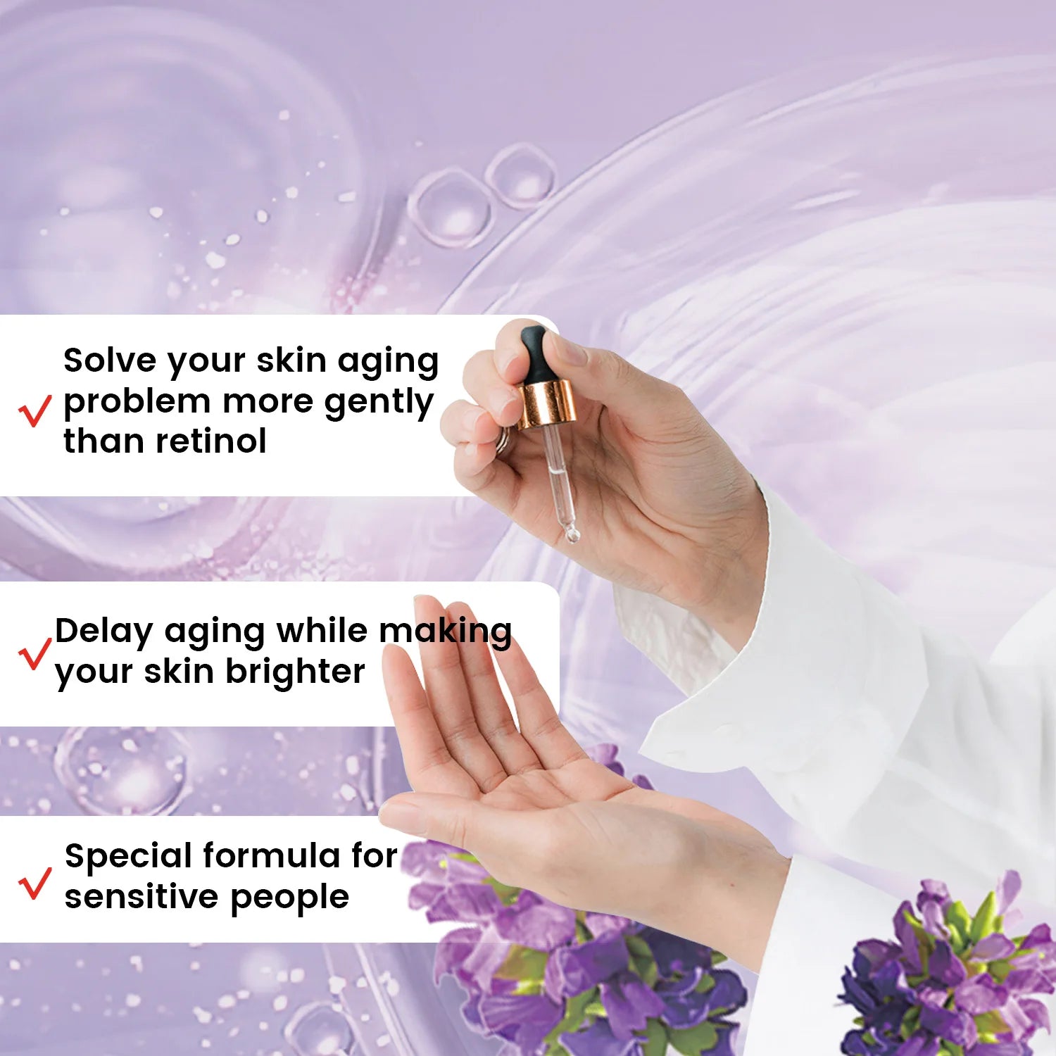 Bakuchiol Face Serum for Women Anti-Aging Anti-Wrinkle Moisturizing Brightening FirmingEssence to Fade Fine Lines Skin Care