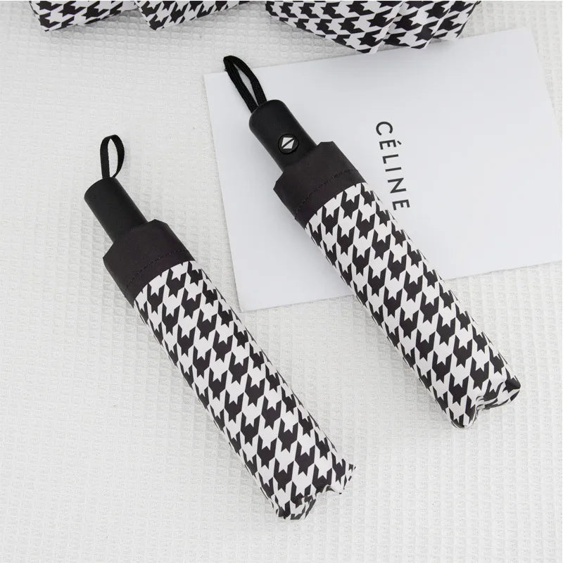 umbrella,Windproof,rainproof,houndstooth,Fashionable British style，sunshade umbrella Travel Portable Folding Automatic Umbrella SBDS WORD