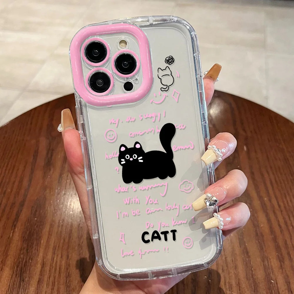 Cute Cat Silicone iPhone Case for iPhone 7–17 Pro Max – Soft Protective Cover