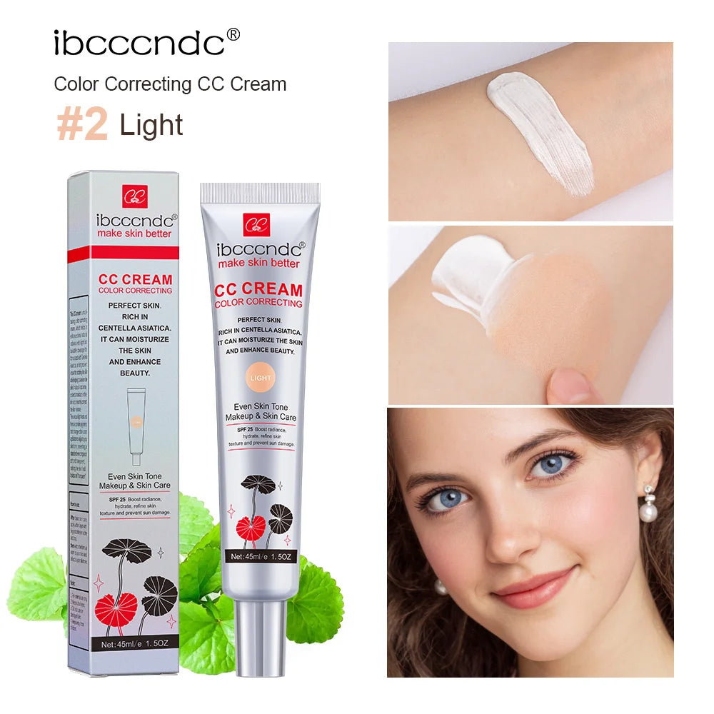 45ml Color Correcting CC Cream Moisturizing Waterproof Sweat-proof Makeup Before Concealer Lasting Women Makeup Change CC Cream