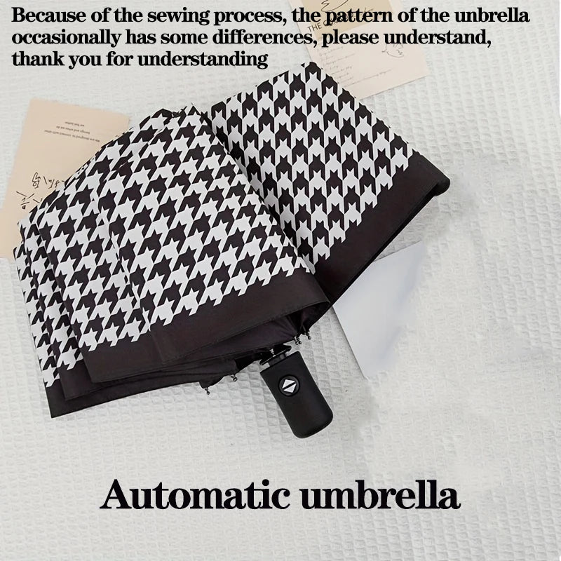 umbrella,Windproof,rainproof,houndstooth,Fashionable British style，sunshade umbrella Travel Portable Folding Automatic Umbrella SBDS WORD