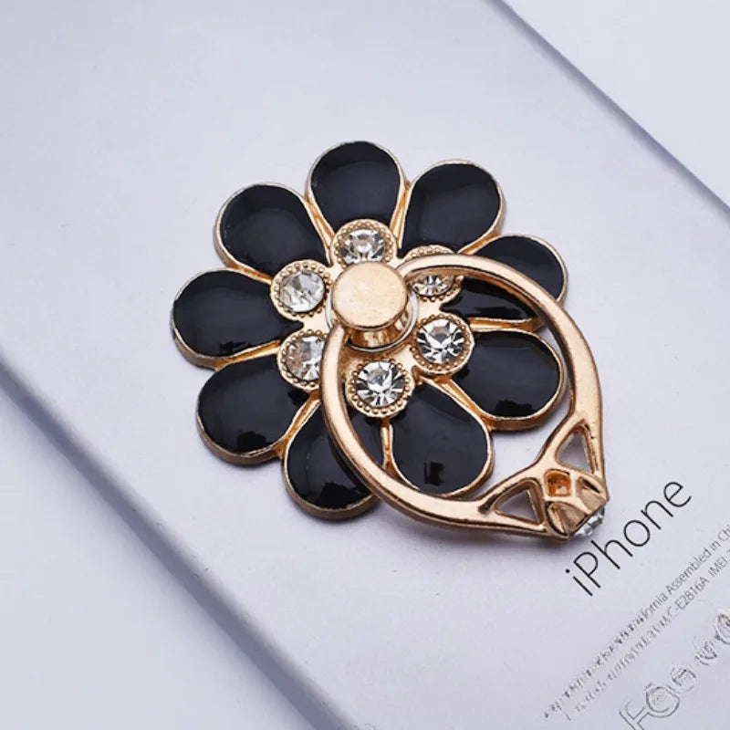 Mobile Phone Case Accessories Alloy Flower Phone Holder Creative Metal Ring Buckle Mobile Phone Decoration DIY Back Sticker