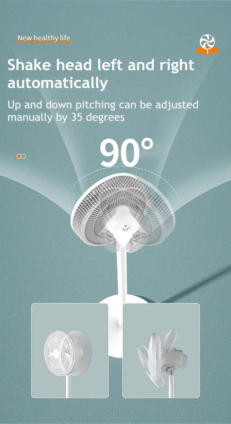 12 Inch Desktop Tabletop Table Top Air Fan Plastic White Floor Fan AC Quiet Silent Adjustable AC Intelligent Charging Remote SBDS WORD